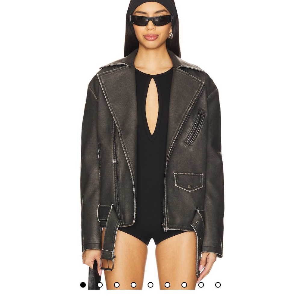 Superdown Charcoal Leather Jacket